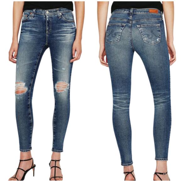 AG Adriano Goldschmied The Legging Ankle in Mural Jeans Distressed Size 28R Blue - Picture 1 of 13